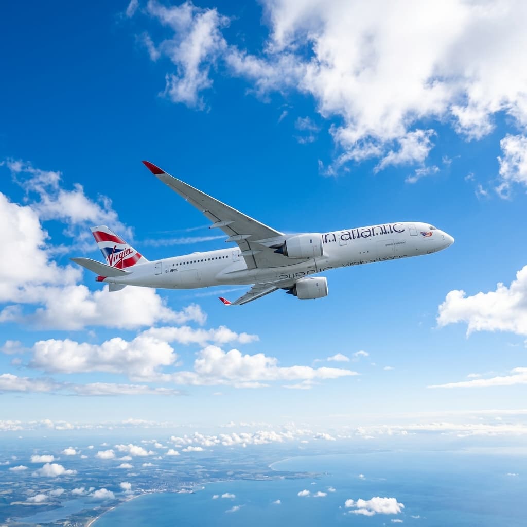 SkyWings Commercial Flight Soaring in Blue Sky